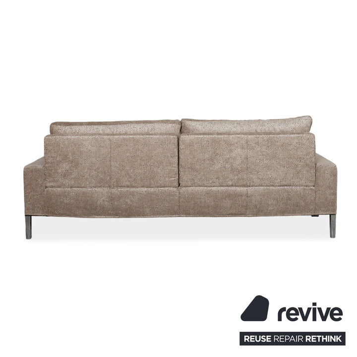 FSM Clarus Stoff Dreisitzer Grau Beige Meliert Sofa Couch manuelle Funktion