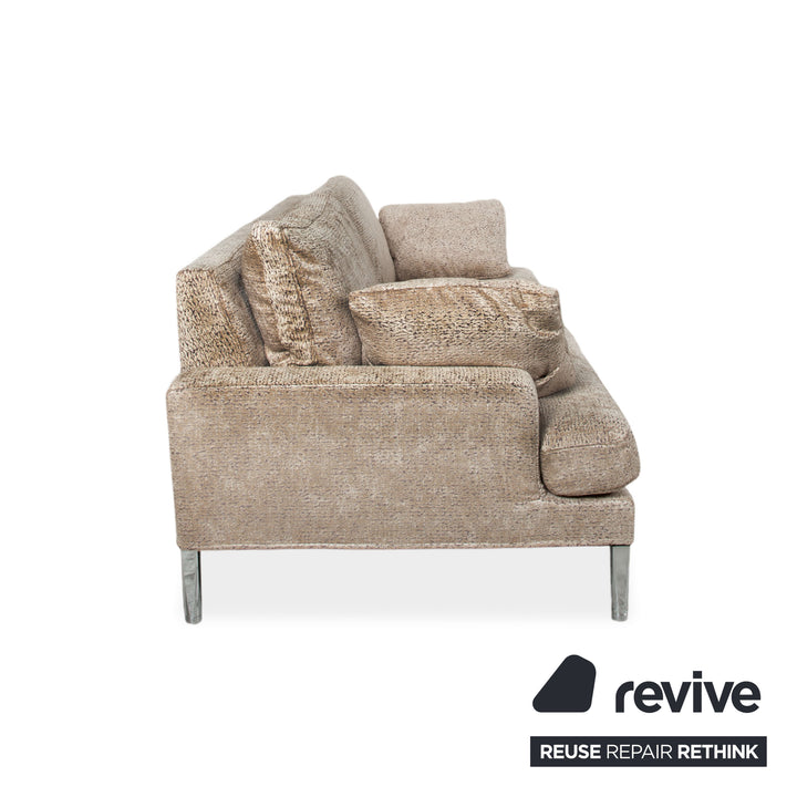 FSM Clarus Stoff Dreisitzer Grau Beige Meliert Sofa Couch manuelle Funktion