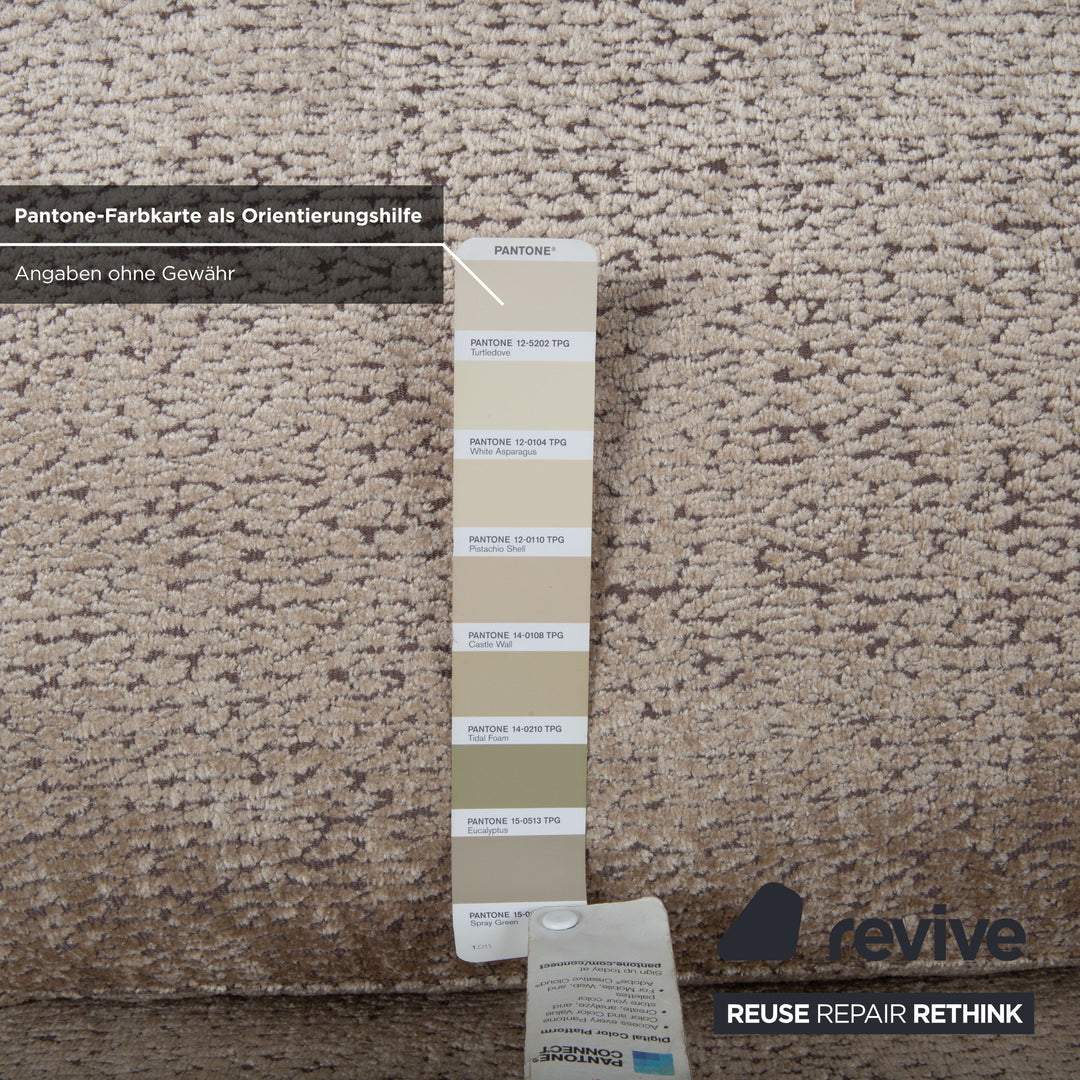 FSM Clarus Stoff Dreisitzer Grau Beige Meliert Sofa Couch manuelle Funktion