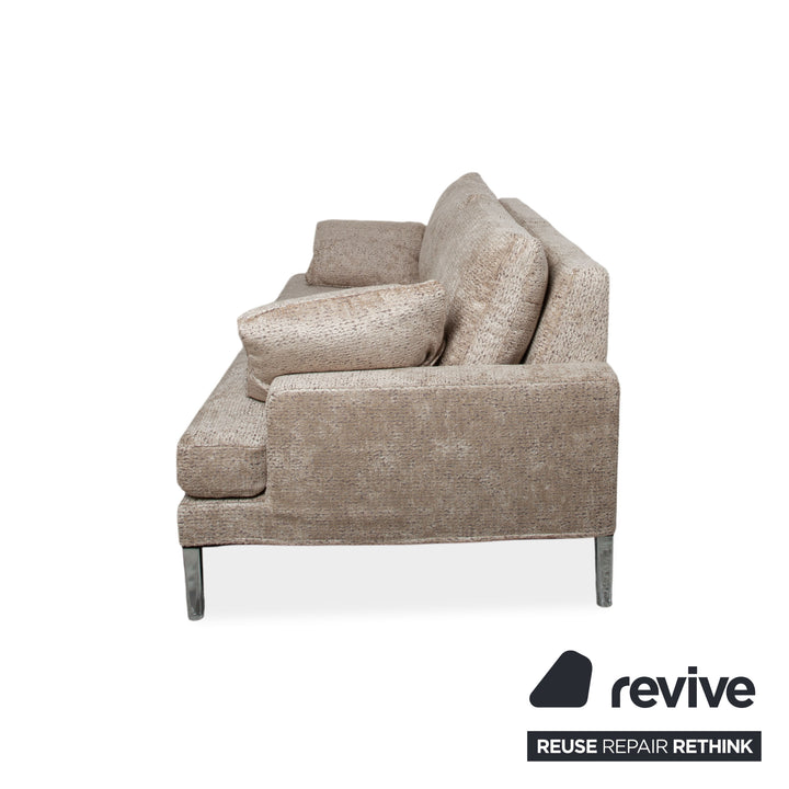 FSM Clarus Stoff Dreisitzer Grau Beige Meliert Sofa Couch manuelle Funktion