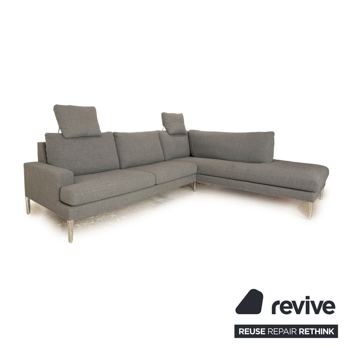 FSM Clarus Stoff Ecksofa Grau Sofa Couch Manuelle Funktion Recamiere Rechts