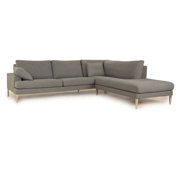 FSM Clarus Stoff Ecksofa Grau Sofa Couch Manuelle Funktion Recamiere Rechts