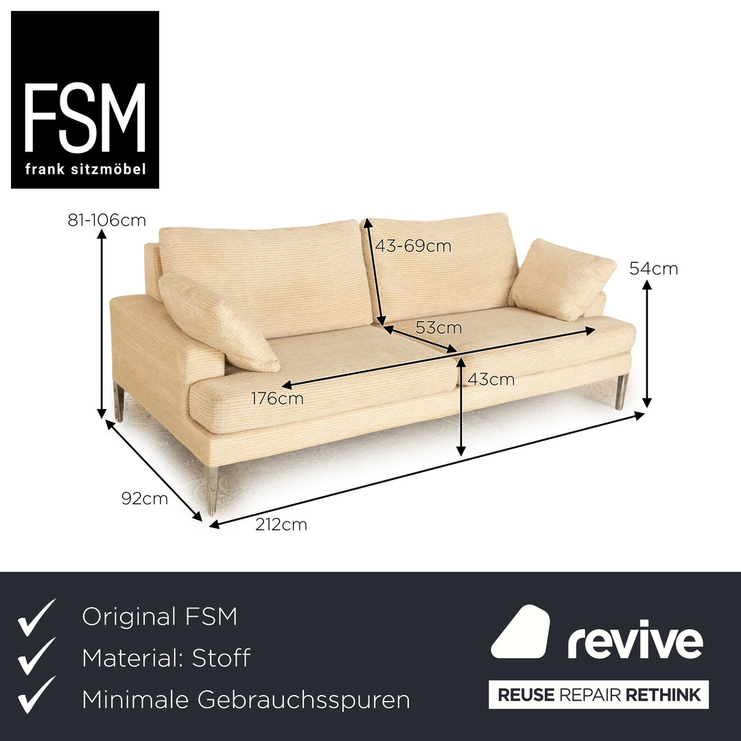 FSM Clarus Stoff Zweisitzer Beige Sofa Couch manuelle Funktion