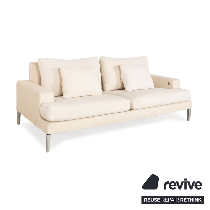 FSM Clarus fabric two seater cream sofa couch manual function