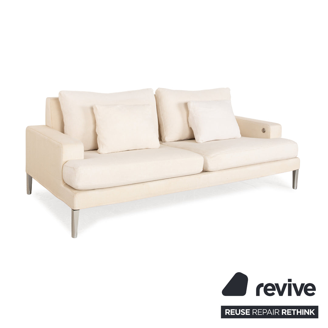 FSM Clarus fabric two seater cream sofa couch manual function