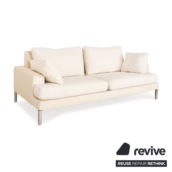 FSM Clarus fabric two seater cream sofa couch manual function