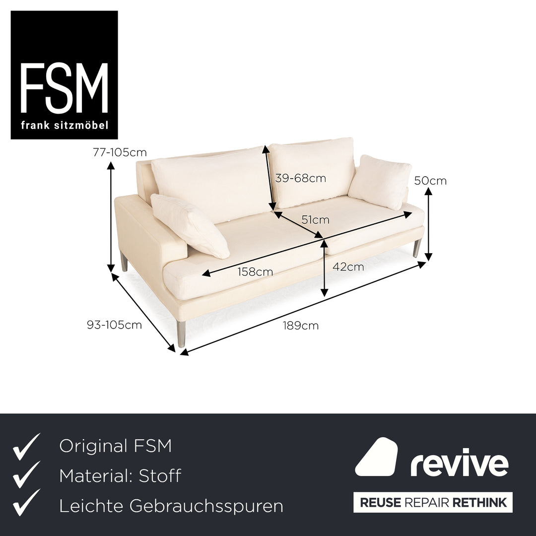 FSM Clarus fabric two seater cream sofa couch manual function