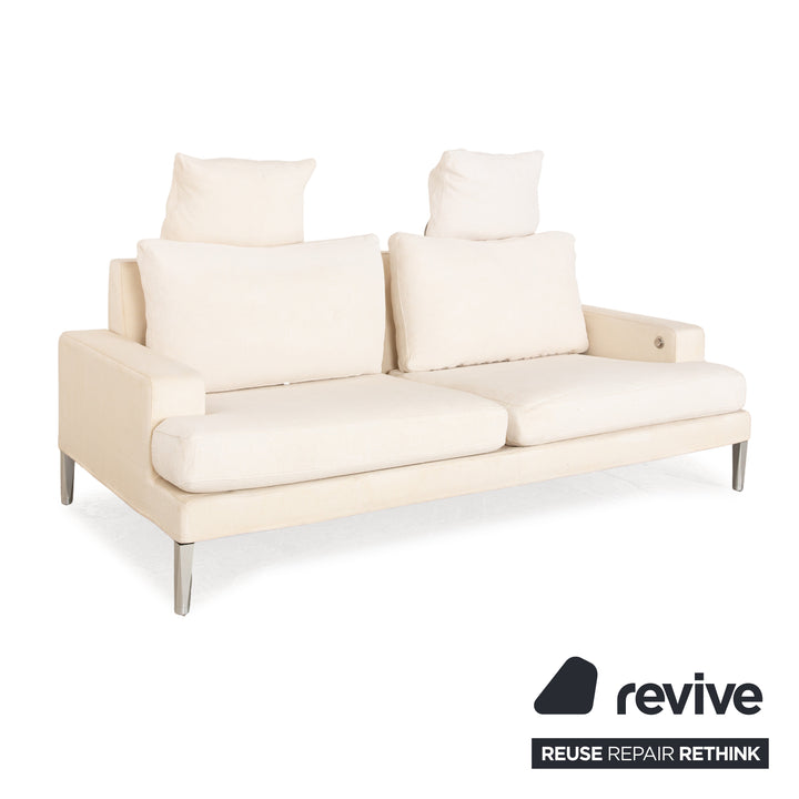 FSM Clarus fabric two seater cream sofa couch manual function