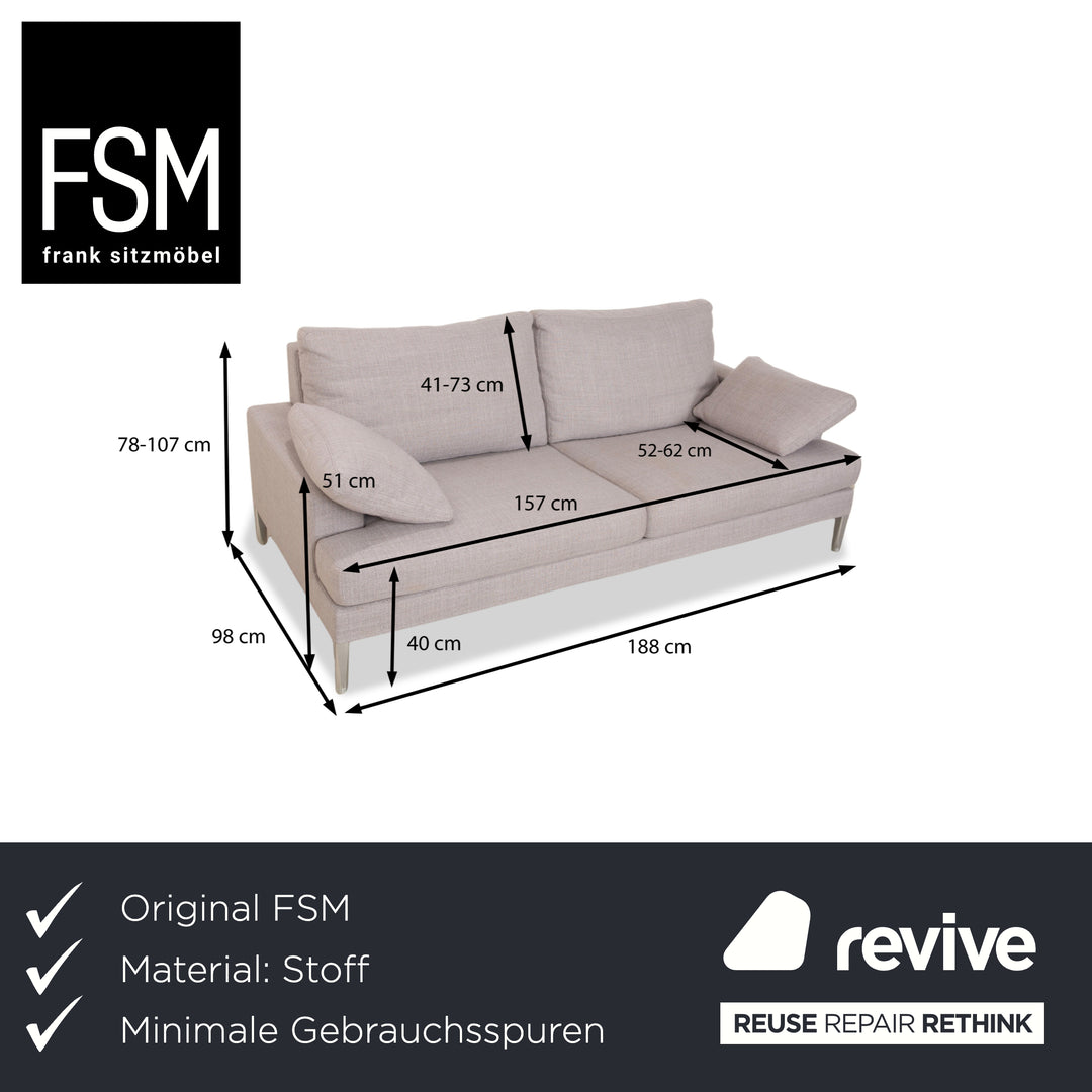 FSM Clarus Fabric Two Seater Grey Sofa Couch Manual Function