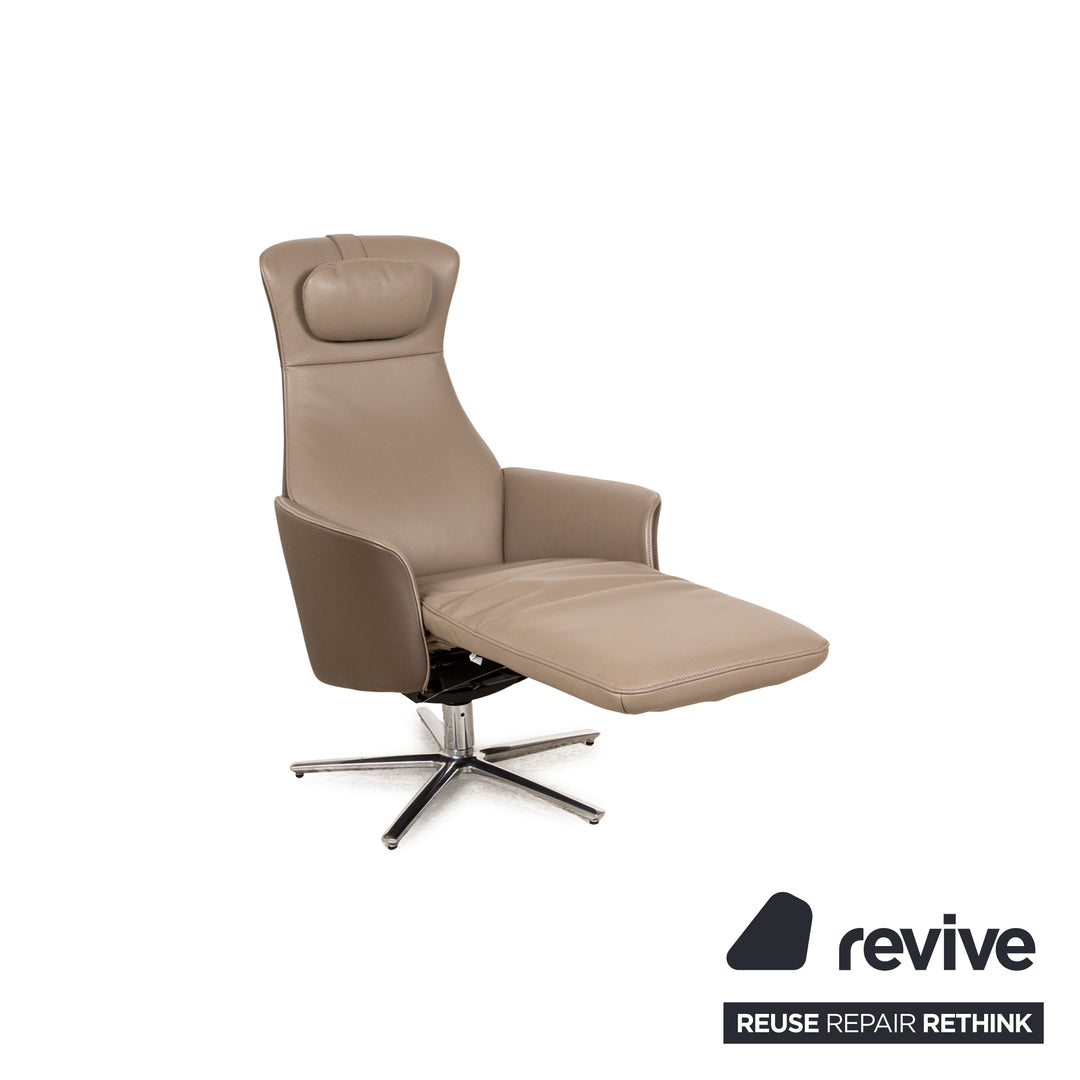 FSM Cleo (FM 0330) Leather Armchair Taupe Grey Brown Relaxing Chair Manual Function