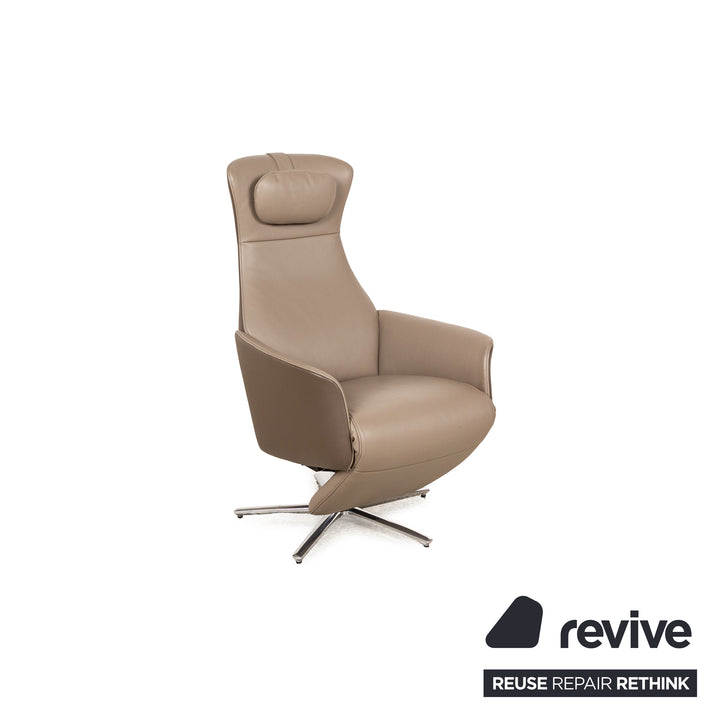 FSM Cleo (FM 0330) Leather Armchair Taupe Grey Brown Relaxing Chair Manual Function