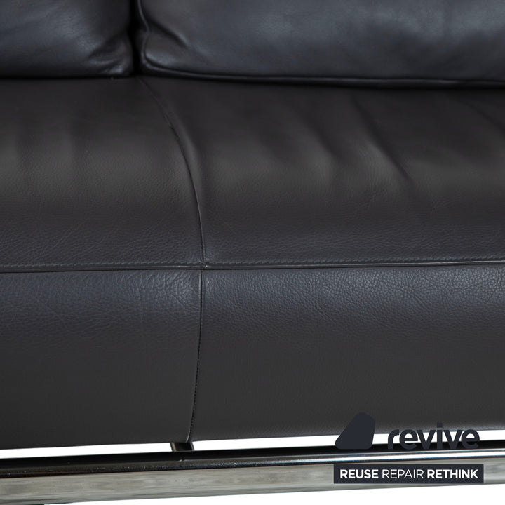 FSM Easy FSM Leder Dreisitzer Anthrazit Grau manuelle Funktion Sofa Couch
