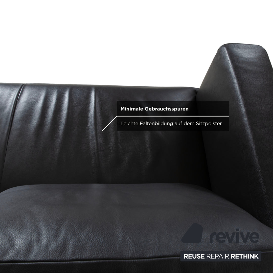 FSM Easy FSM Leder Dreisitzer Anthrazit Grau manuelle Funktion Sofa Couch