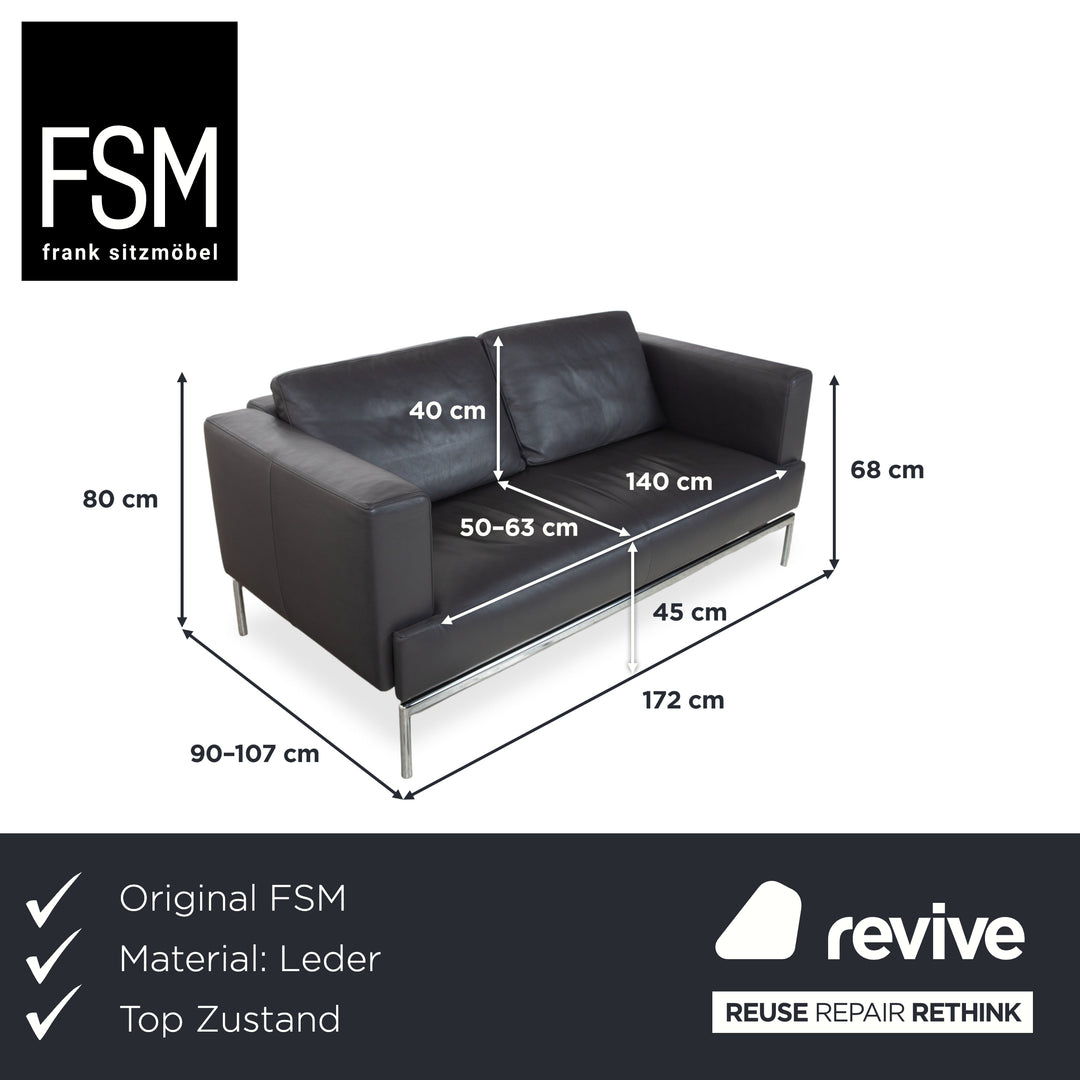 FSM Easy FSM Leder Dreisitzer Anthrazit Grau manuelle Funktion Sofa Couch