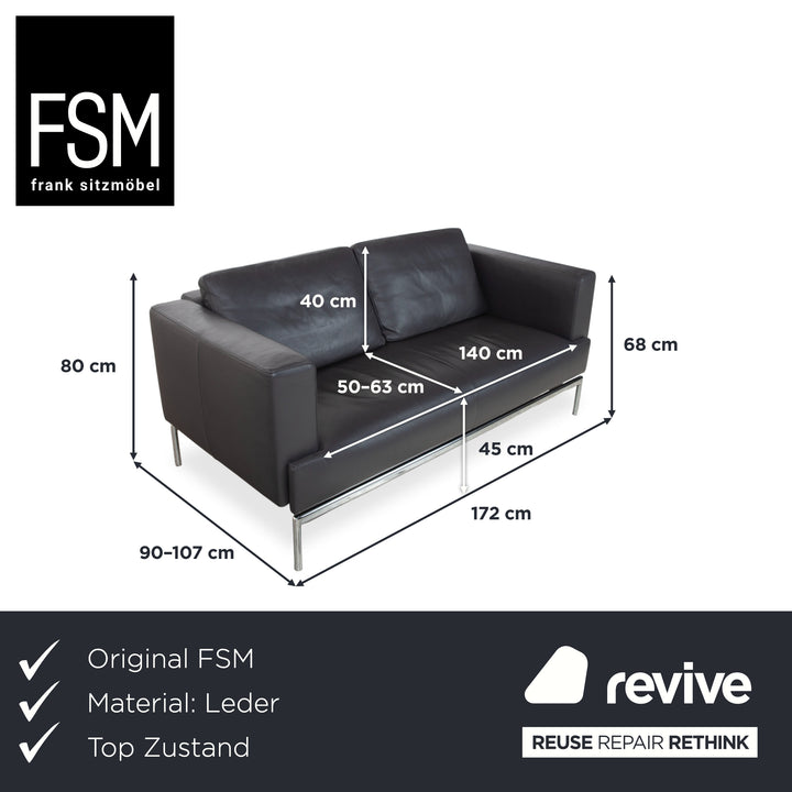 FSM Easy FSM Leder Dreisitzer Anthrazit Grau manuelle Funktion Sofa Couch