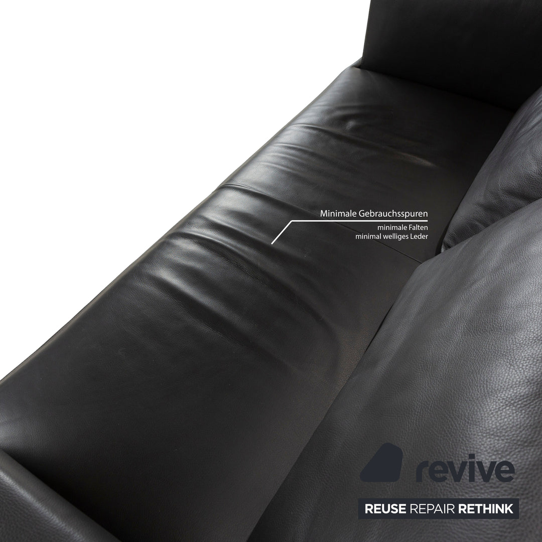 FSM Easy FSM Leder Dreisitzer Grau manuelle Funktion Sofa Couch