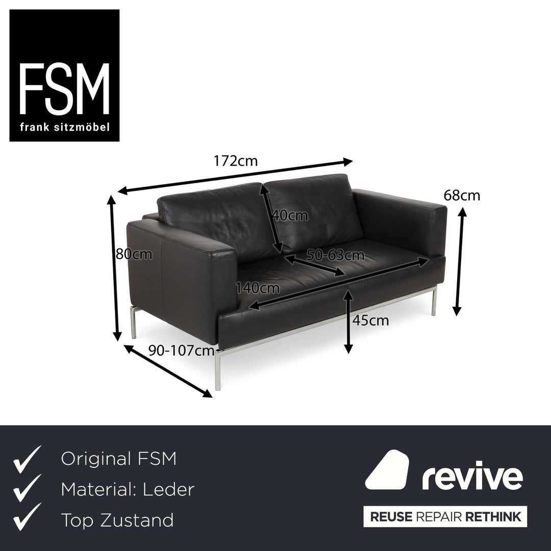 FSM Easy FSM Leder Dreisitzer Grau manuelle Funktion Sofa Couch