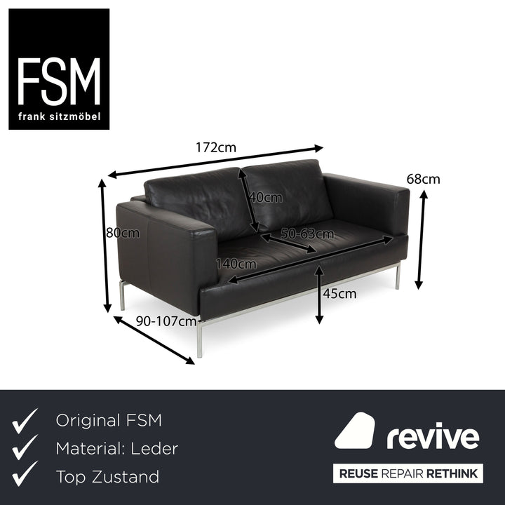 FSM Easy FSM Leder Dreisitzer Grau manuelle Funktion Sofa Couch