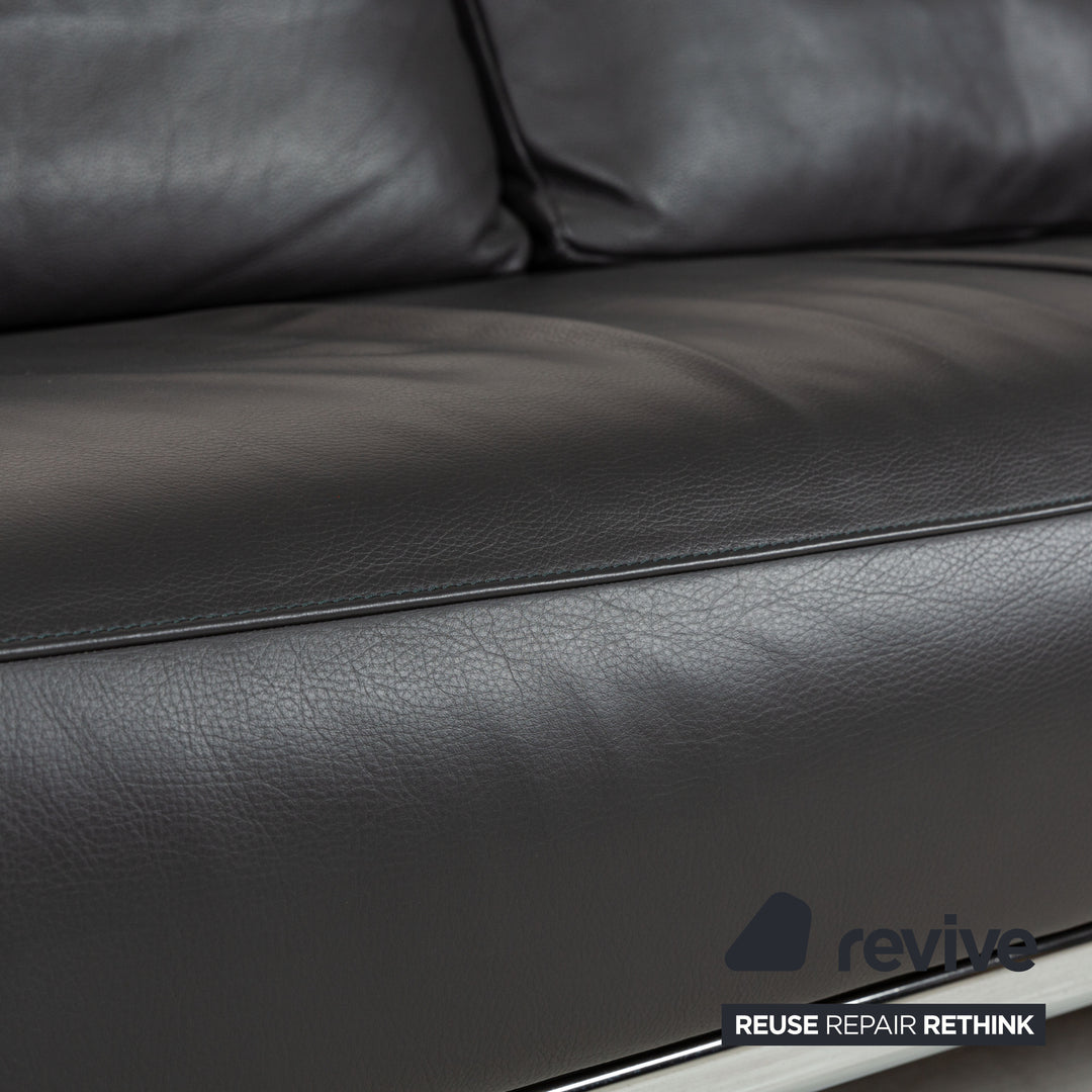 FSM Easy FSM Leather Three Seater Grey Manual Function Sofa Couch