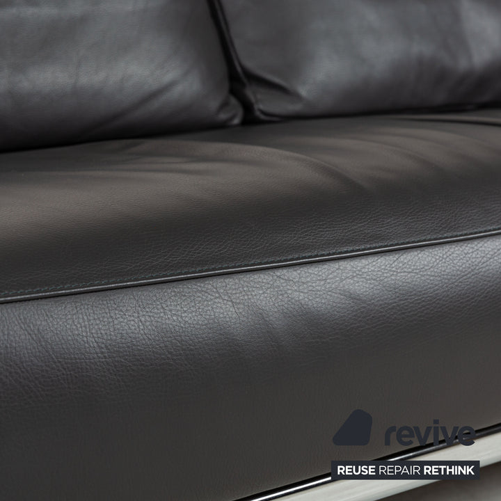 FSM Easy FSM Leather Three Seater Grey Manual Function Sofa Couch