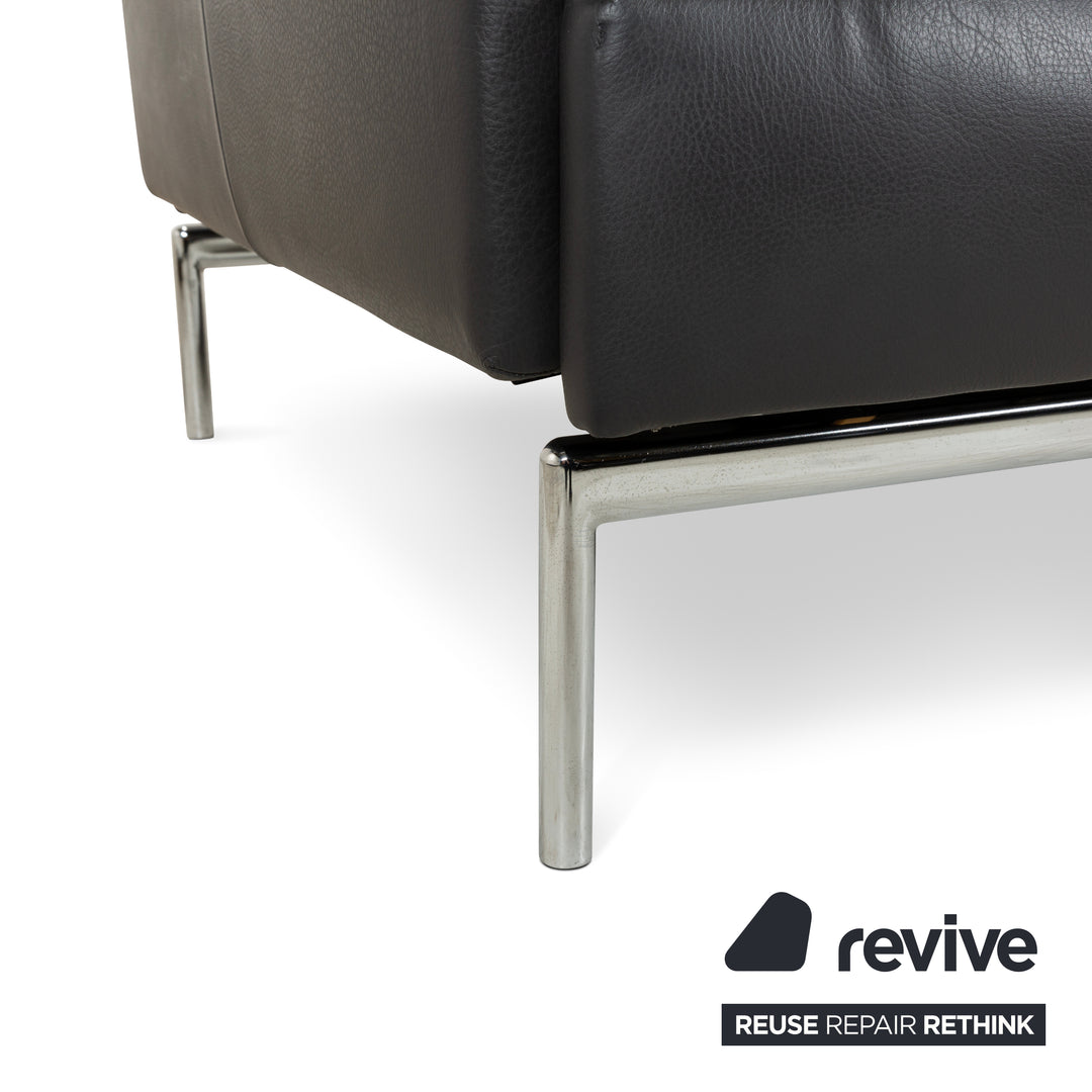 FSM Easy FSM Leather Three Seater Grey Manual Function Sofa Couch