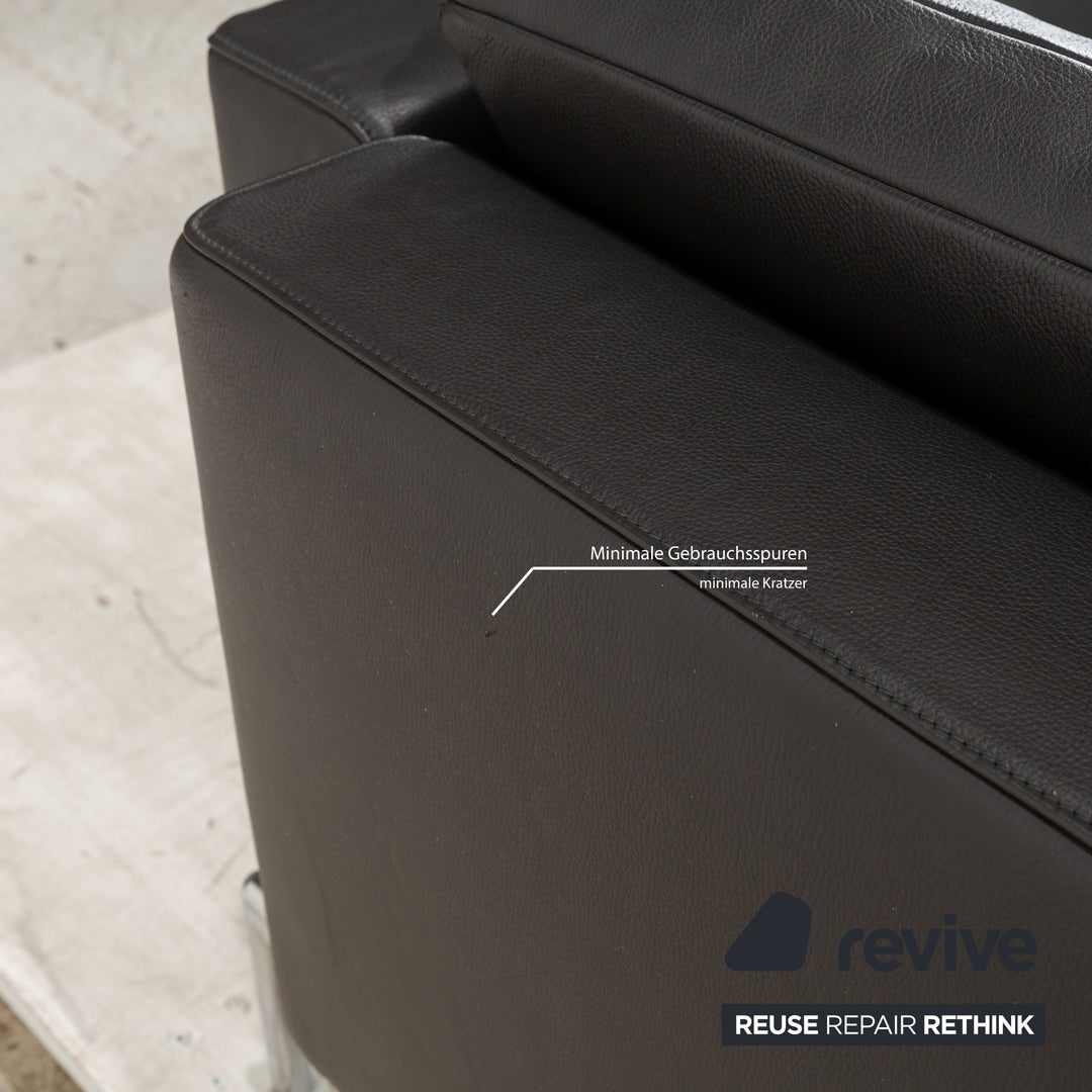 FSM Easy FSM Leather Three Seater Grey Manual Function Sofa Couch