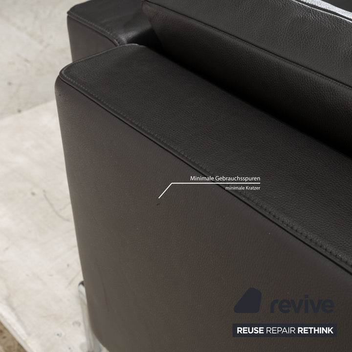 FSM Easy FSM Leather Three Seater Grey Manual Function Sofa Couch