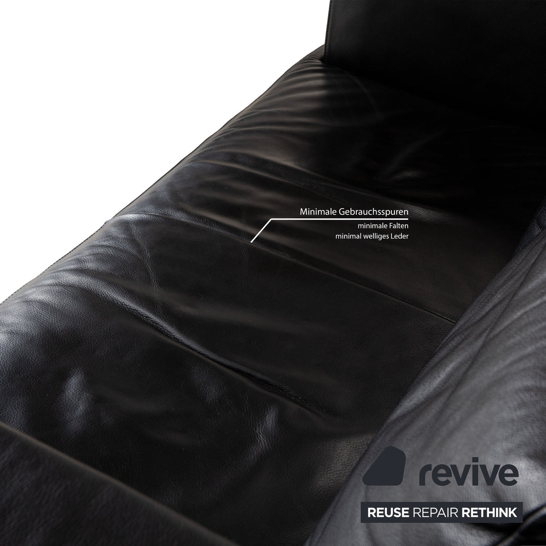 FSM Easy FSM Leder Zweisitzer Schwarz manuelle Funktion Sofa Couch