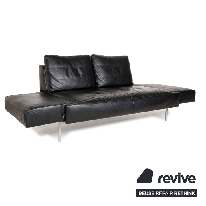 FSM Easy FSM Leder Zweisitzer Schwarz manuelle Funktion Sofa Couch