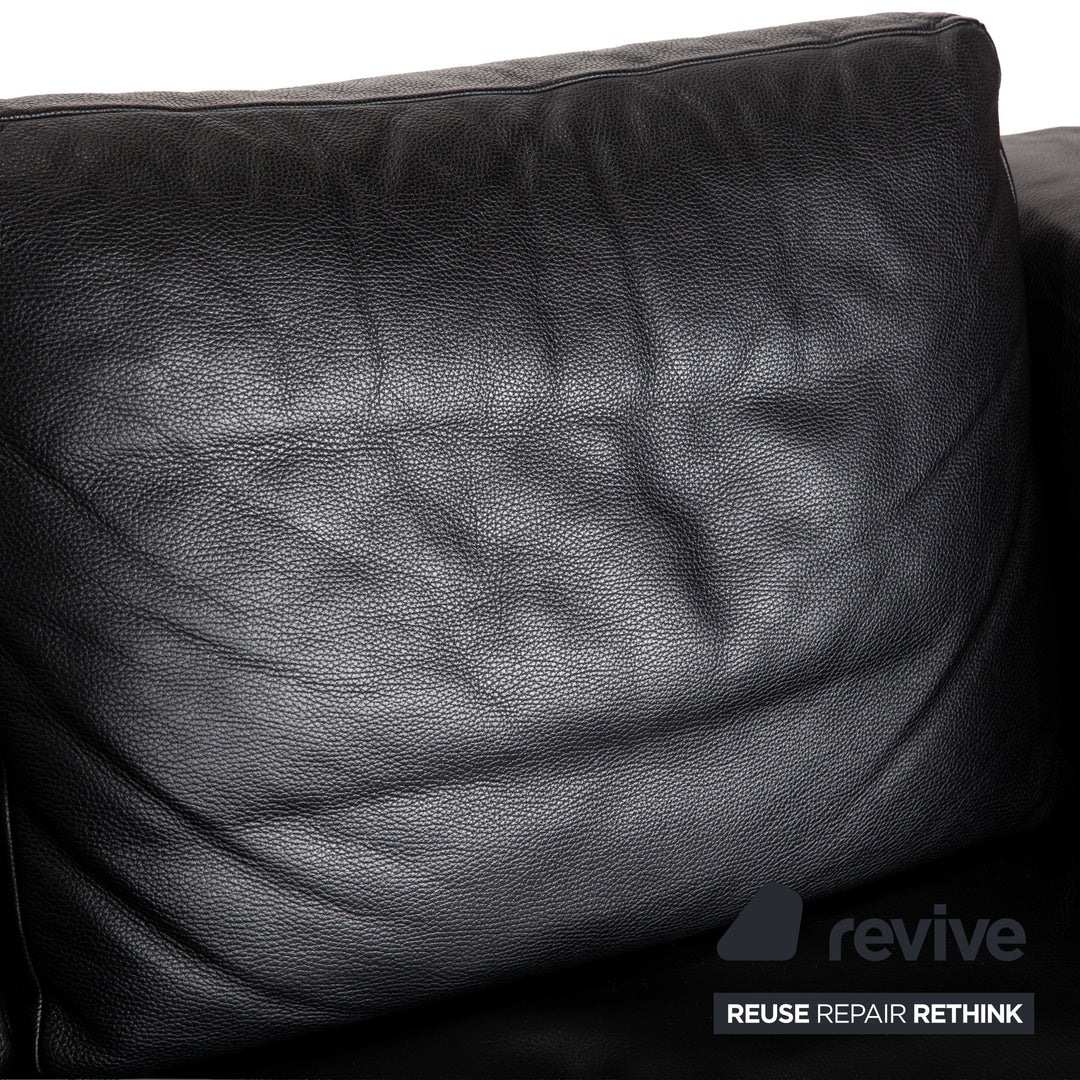 FSM Easy FSM Leder Zweisitzer Schwarz manuelle Funktion Sofa Couch