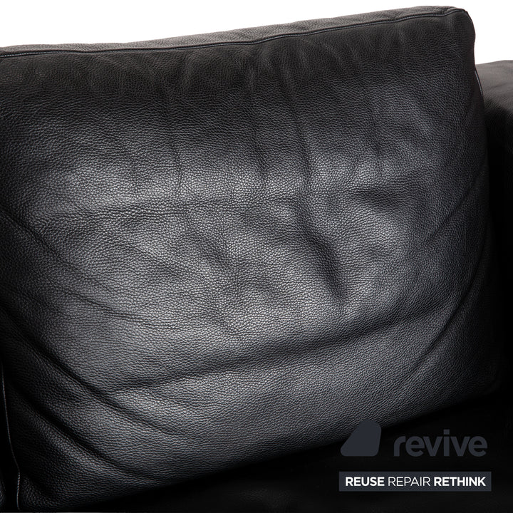 FSM Easy FSM Leder Zweisitzer Schwarz manuelle Funktion Sofa Couch