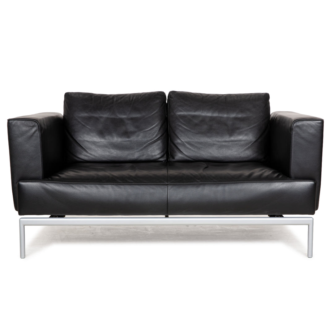 FSM Easy FSM Leder Zweisitzer Schwarz manuelle Funktion Sofa Couch