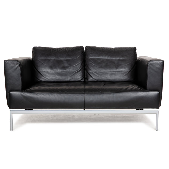 FSM Easy FSM Leder Zweisitzer Schwarz manuelle Funktion Sofa Couch