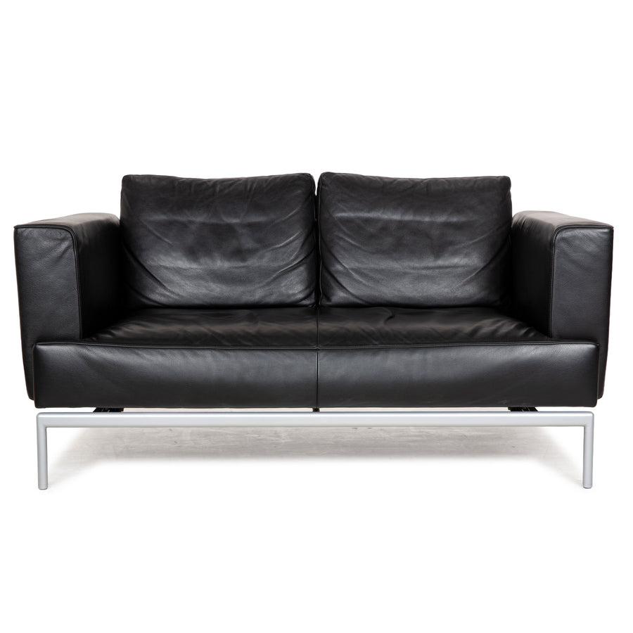 FSM Easy FSM Leder Zweisitzer Schwarz manuelle Funktion Sofa Couch