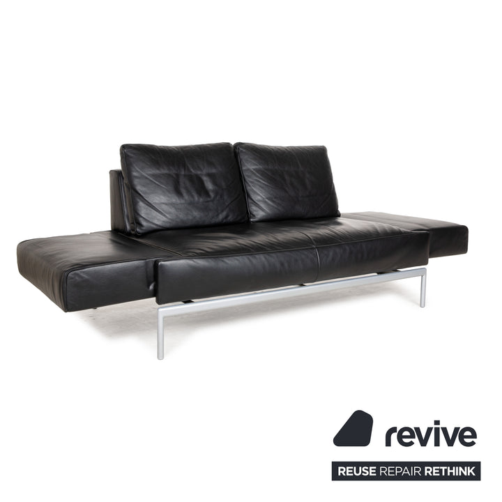FSM Easy FSM Leder Zweisitzer Schwarz manuelle Funktion Sofa Couch