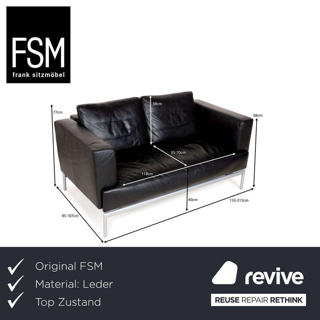 FSM Easy FSM Leder Zweisitzer Schwarz manuelle Funktion Sofa Couch