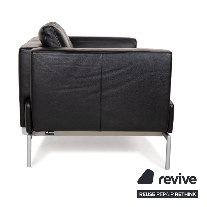 FSM Easy FSM Leder Zweisitzer Schwarz manuelle Funktion Sofa Couch