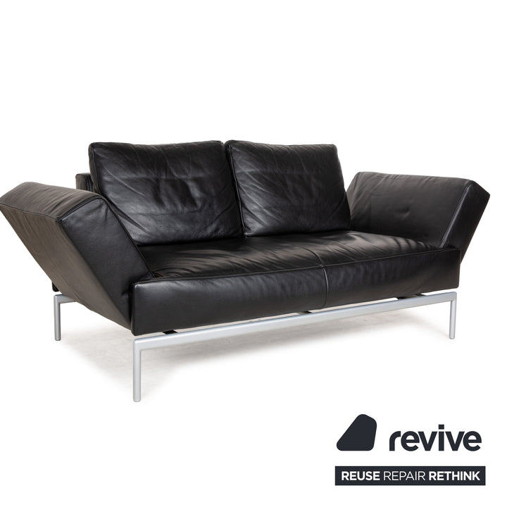 FSM Easy FSM Leder Zweisitzer Schwarz manuelle Funktion Sofa Couch
