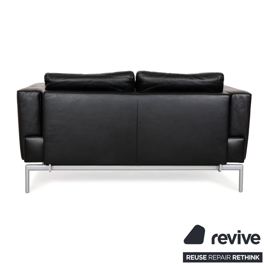 FSM Easy FSM Leder Zweisitzer Schwarz manuelle Funktion Sofa Couch