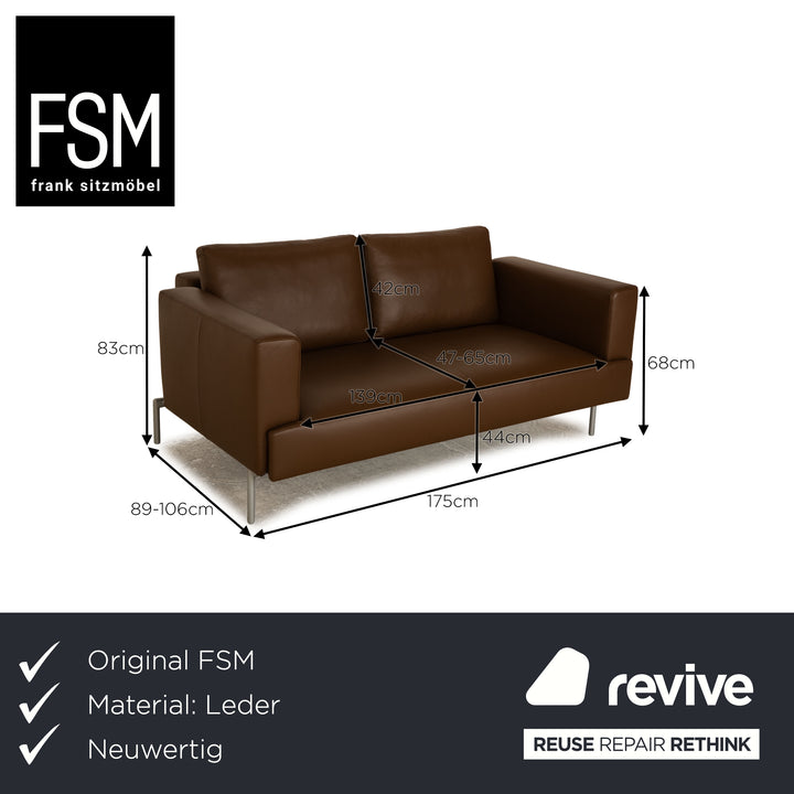 FSM Easy Leder Zweisitzer Braun Sofa Couch manuelle Funktion