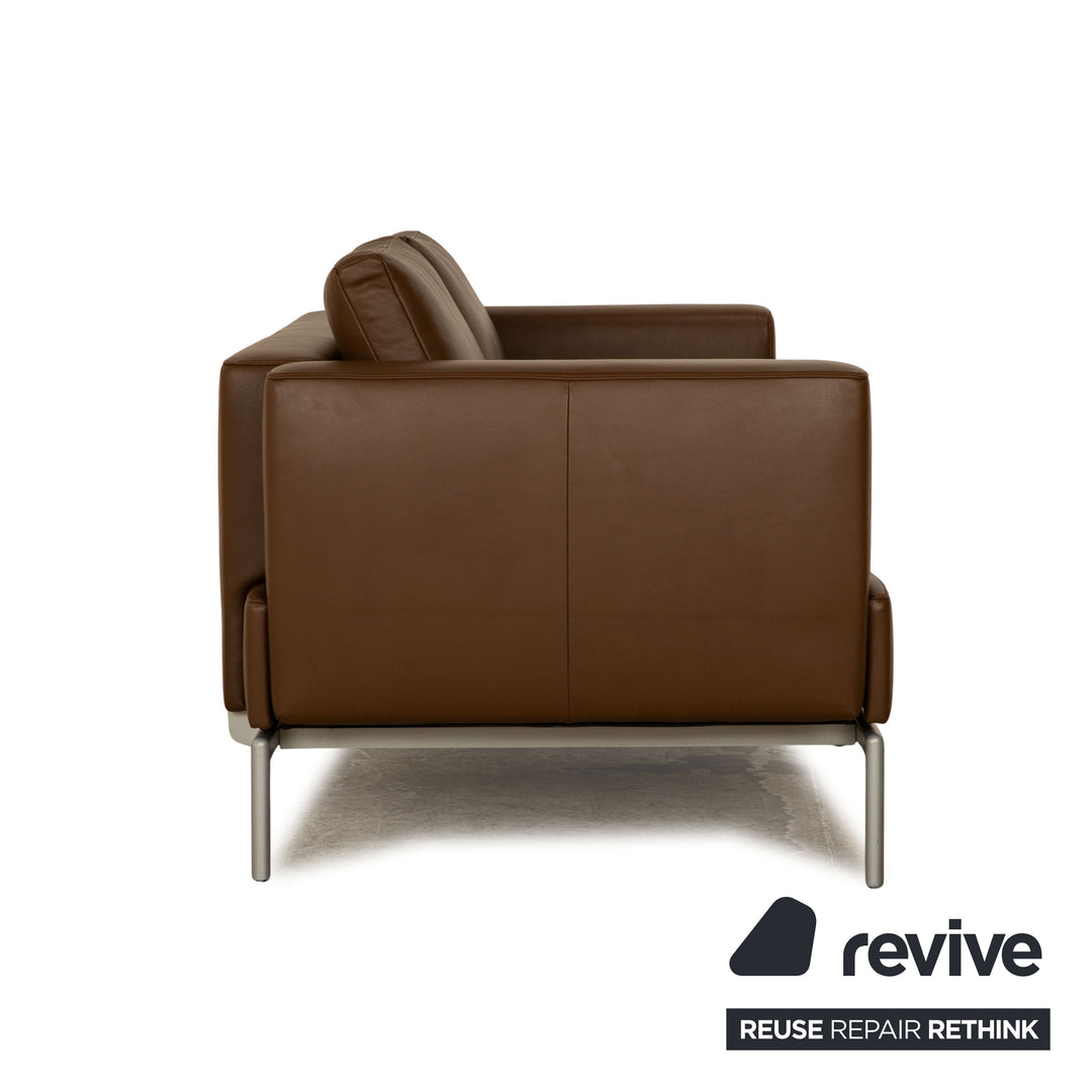 FSM Easy Leder Zweisitzer Braun Sofa Couch manuelle Funktion