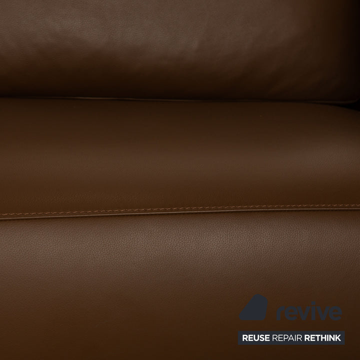 FSM Easy Leder Zweisitzer Braun Sofa Couch manuelle Funktion