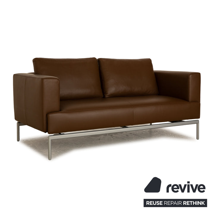 FSM Easy Leder Zweisitzer Braun Sofa Couch manuelle Funktion
