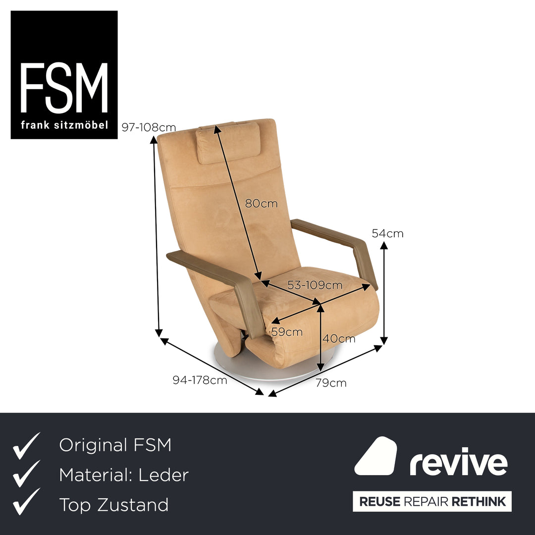 FSM Evolo leather armchair beige electric function