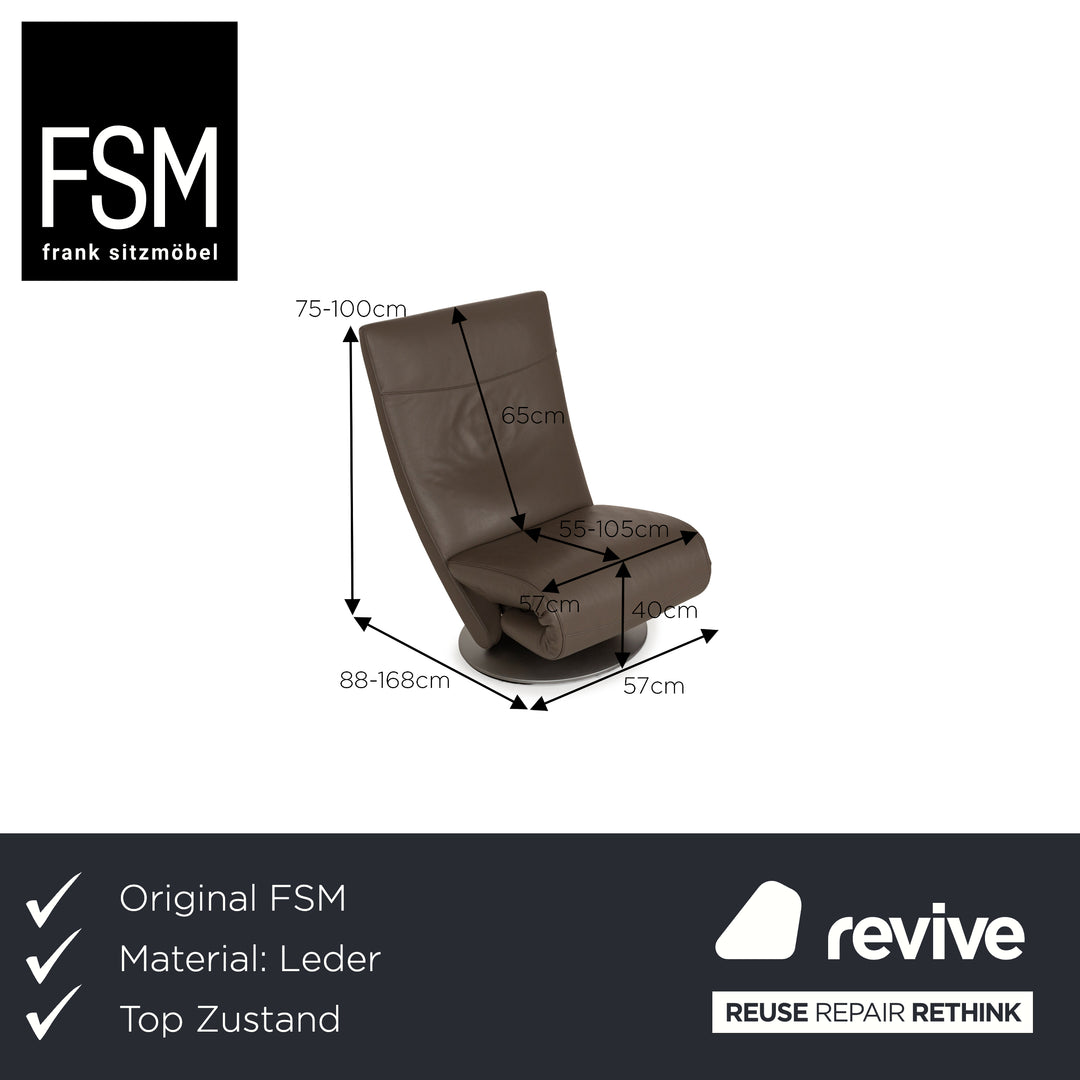 FSM Evolo Leather Armchair Brown Brown-Gray Electric Function