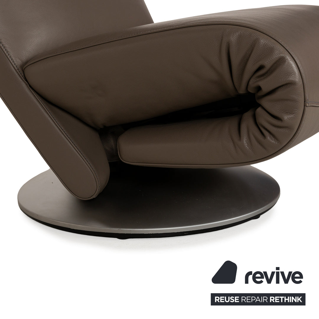 FSM Evolo Leather Armchair Brown Brown-Gray Electric Function