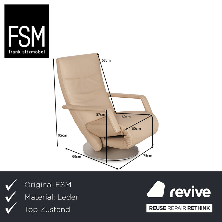 Fauteuil en cuir FSM Evolo Crème sans fonction de réglage
