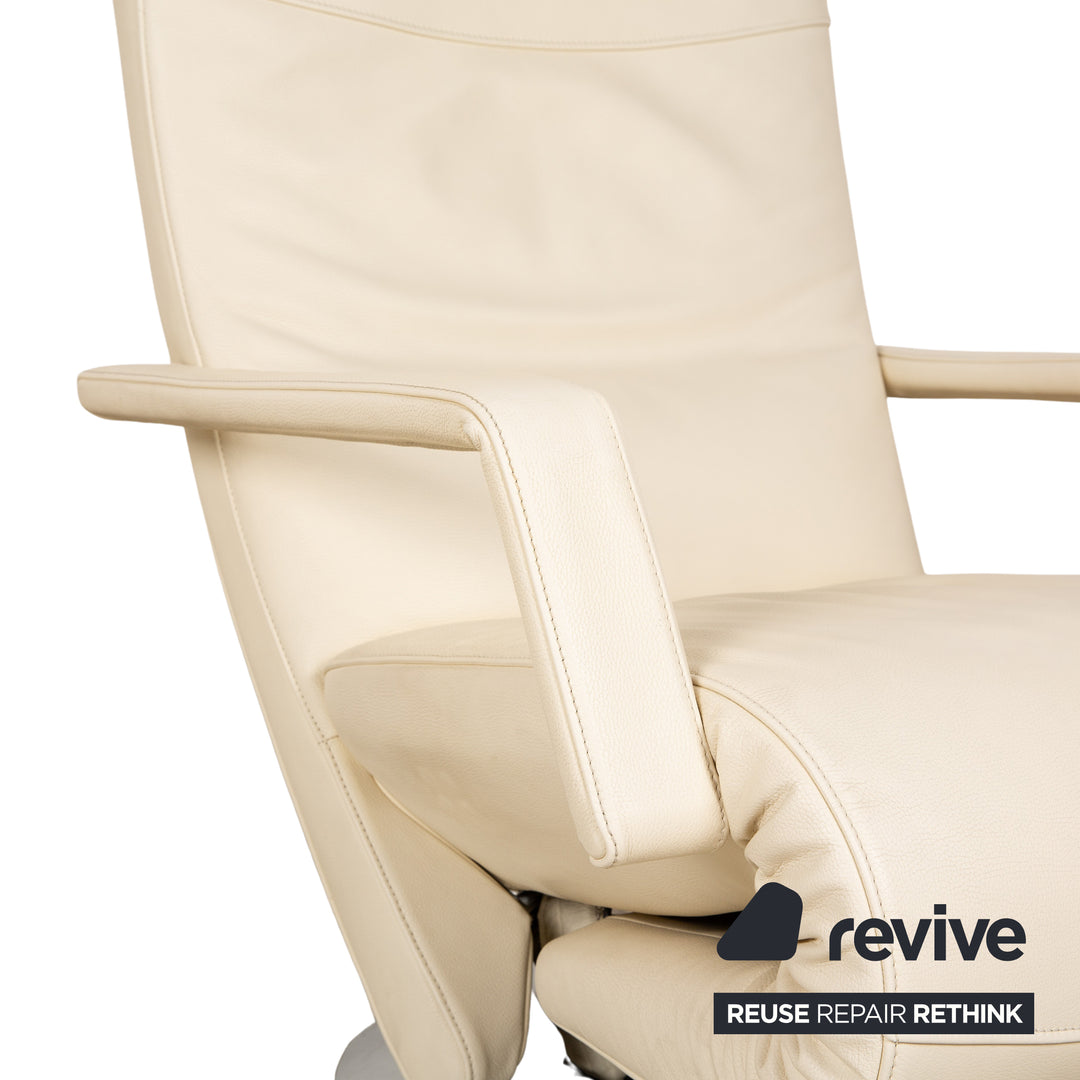 FSM Evolo leather armchair cream electric function relaxation function