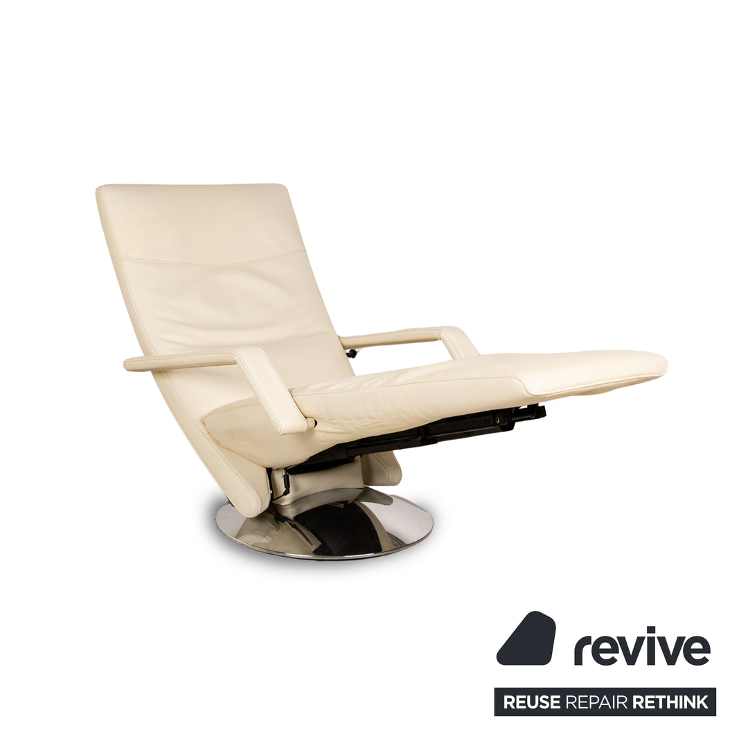 FSM Evolo leather armchair cream electric function relaxation function