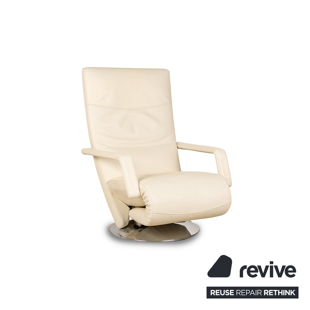 FSM Evolo leather armchair cream electric function relaxation function